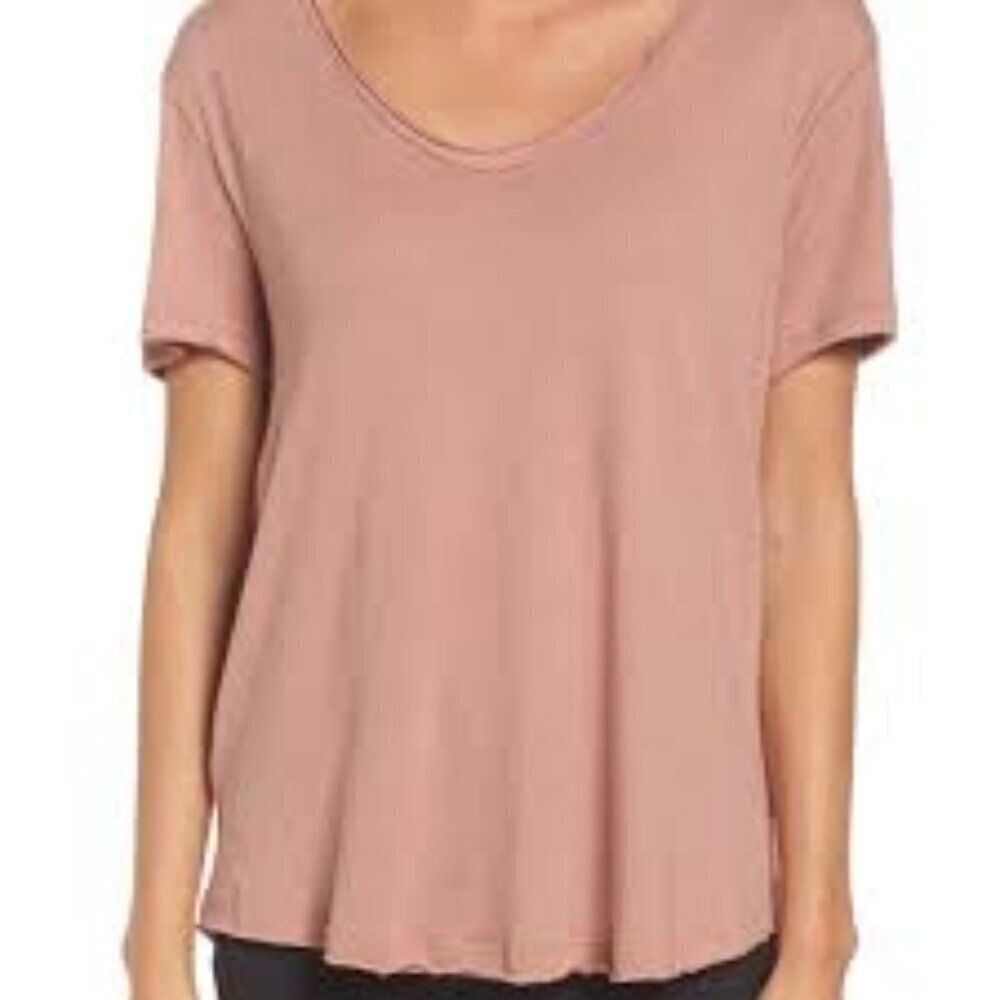 ALO Yoga Rosewater Playa Tee Mauve Short Sleeve Modal Supima Cotton Blend Top M